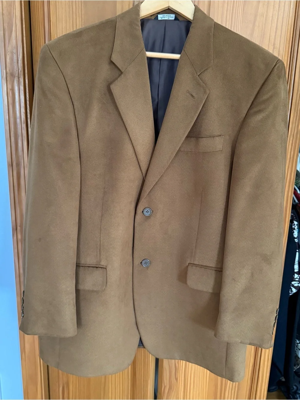 Chaps Ralph Lauren Men’s Two Button Brown Blazer Suede Sport Coat Jacket 40R